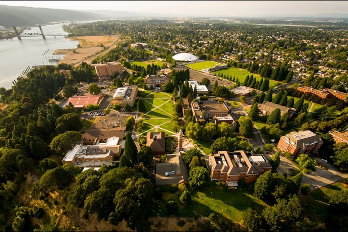 Exterior image of University of Portland campus.